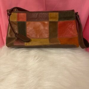 🌸 Fossil All leather. Boho. Patchwork purse.